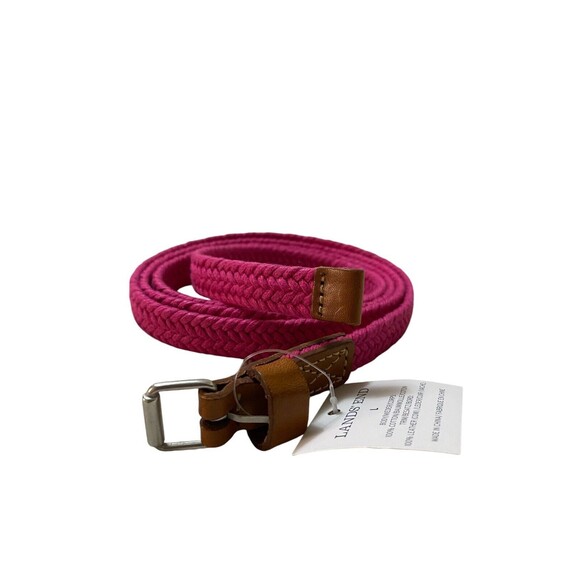 Lands End Skinny Braided Belt Cotton Size L Pink - Picture 2 of 5
